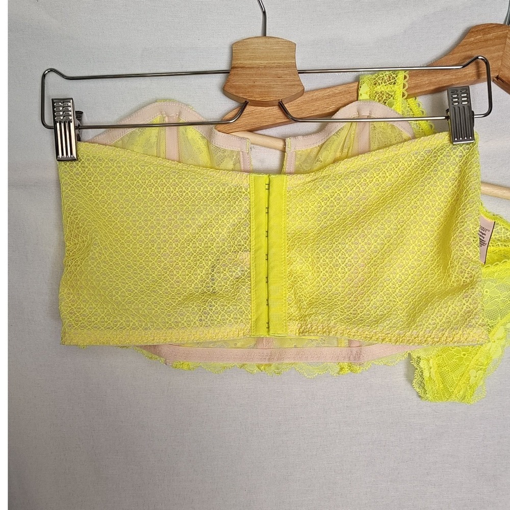 Victoria's Secret Lingerie Set Dream Angels Bustier Bra Yellow Lace L‎ M - Picture 2 of 9